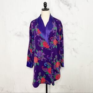 Victoria's Secret Floral Night Shirt Purple Vintage Gold Label Nightgown Size M